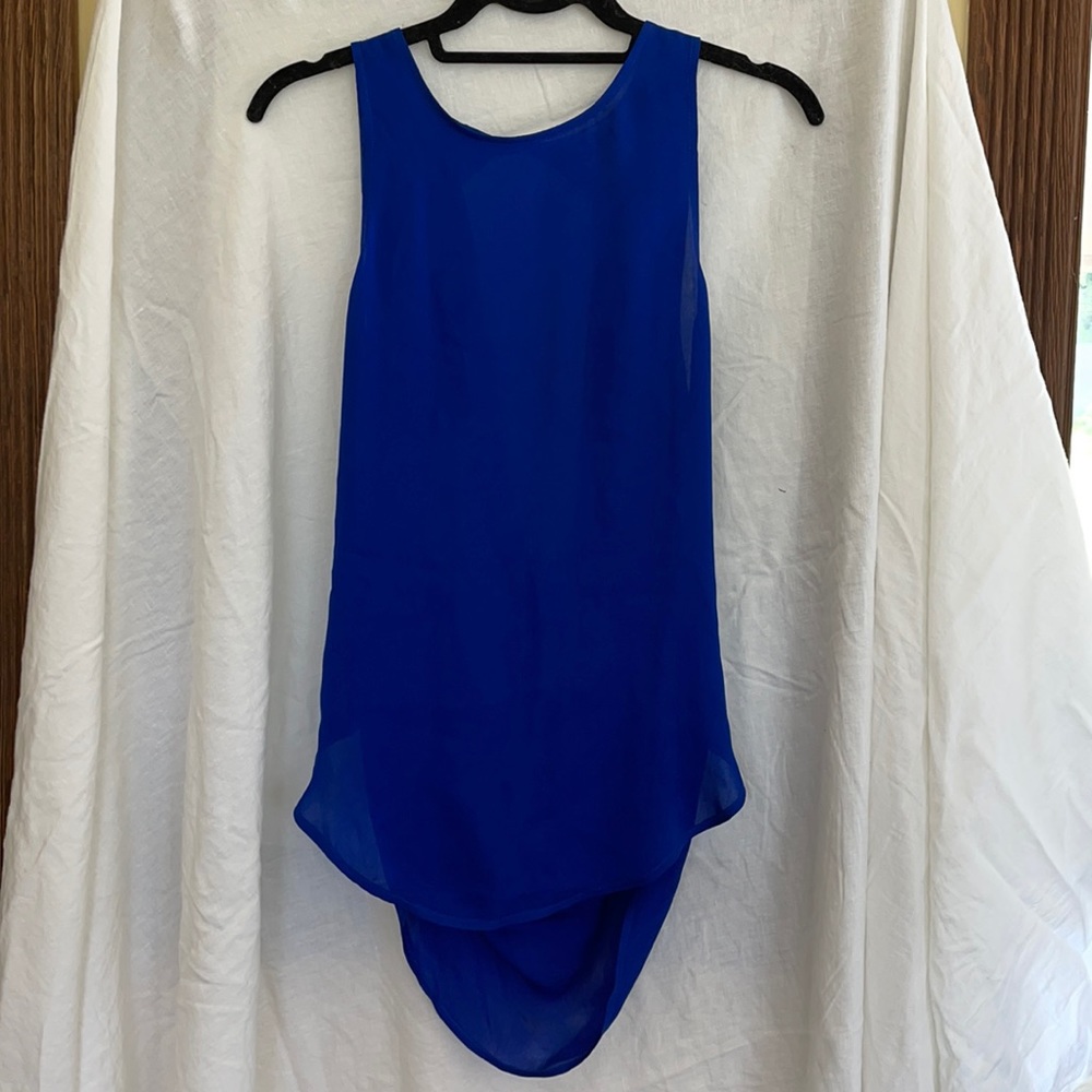 Blue haute hippie open back top